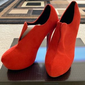 Red suede heels